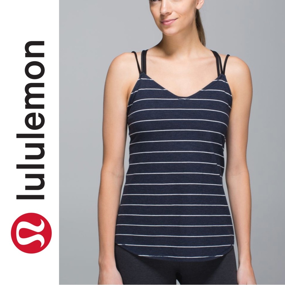 Lululemon Breezy Tank top heathered blue white stripe